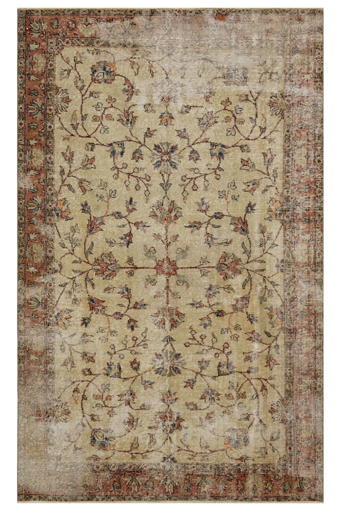 Trendy Vintage Eskitme Patchwork Jüt Kilim Pers Ipek Halı - 147x231 Cm 9946