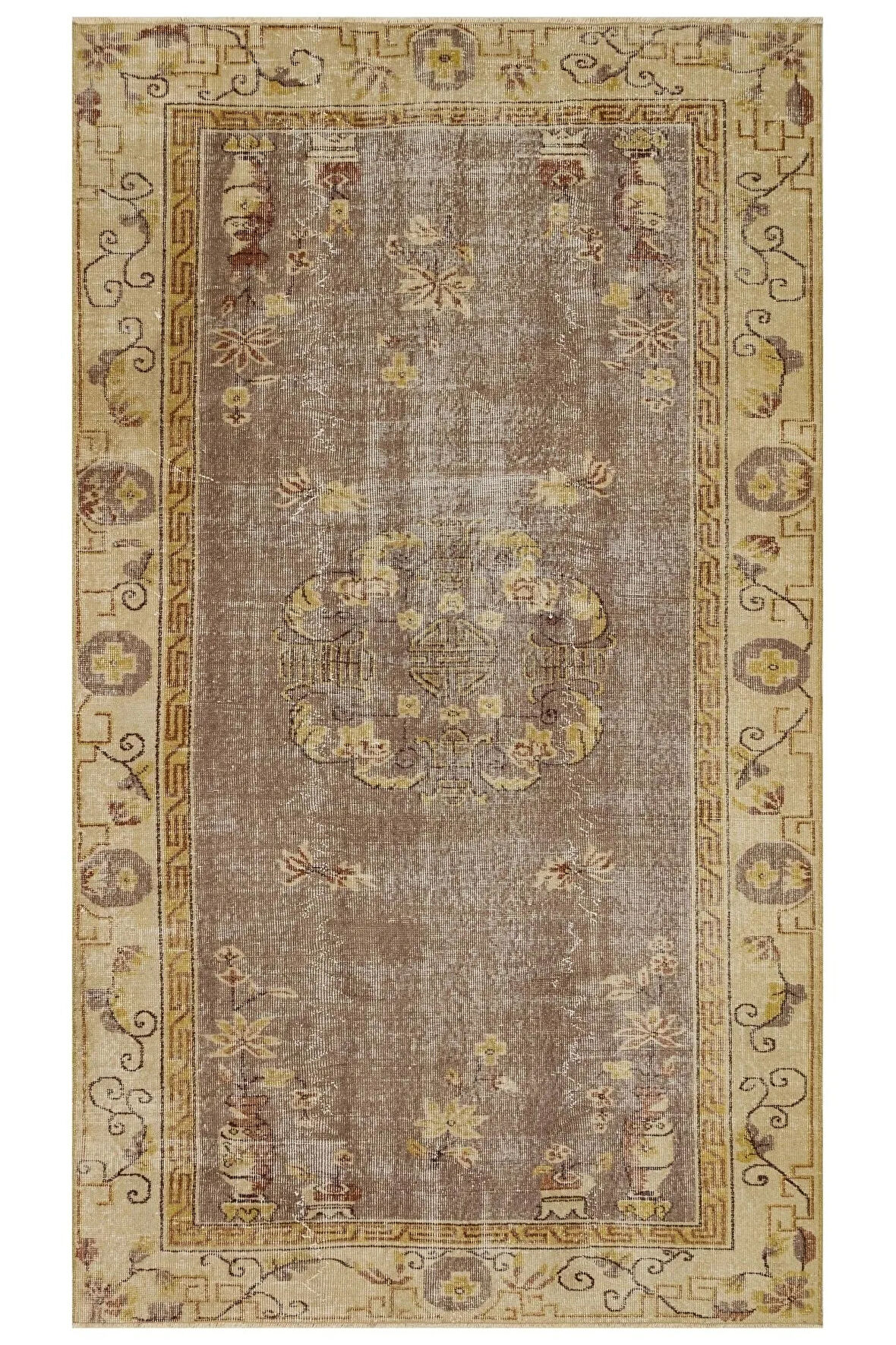 Şık Vintage Eskitme Fransız Ipek Halısı - 160x266 Cm 9970