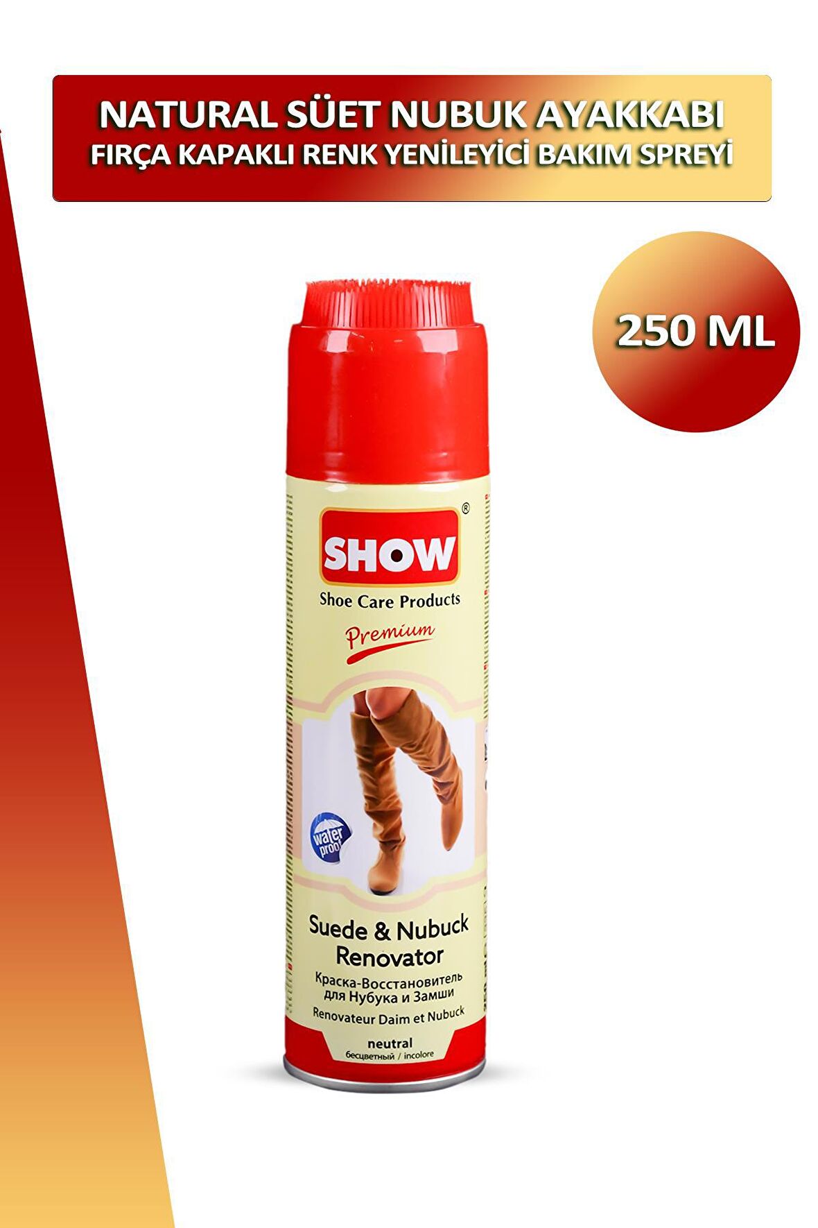 Bağcık + Show Fırça Kapaklı Süet ve Nubuk Renk Yenileyici Bakım Spreyi 250 ML Set