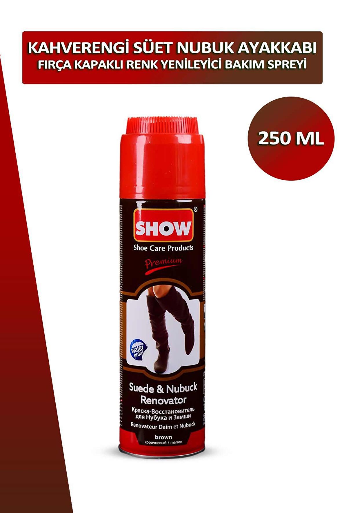 Bağcık + Show Fırça Kapaklı Süet ve Nubuk Renk Yenileyici Bakım Spreyi 250 ML Set