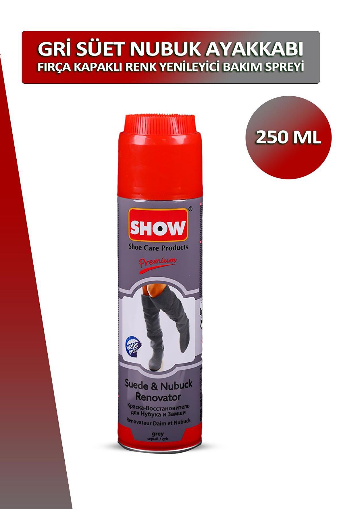 Bağcık + Show Fırça Kapaklı Süet ve Nubuk Renk Yenileyici Bakım Spreyi 250 ML Set