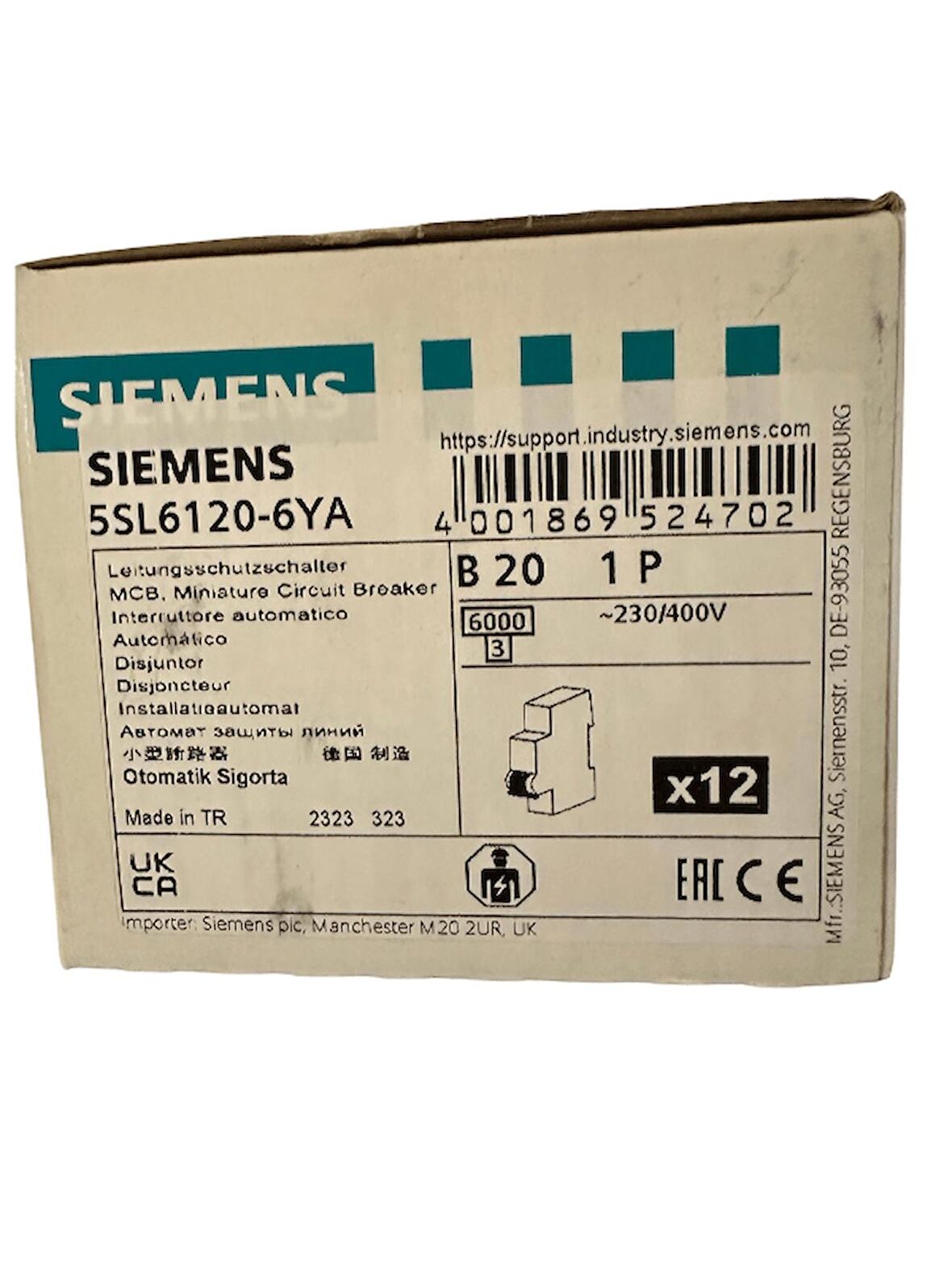 Siemens B20 1P Otomatik Sigorta (1 Adet)