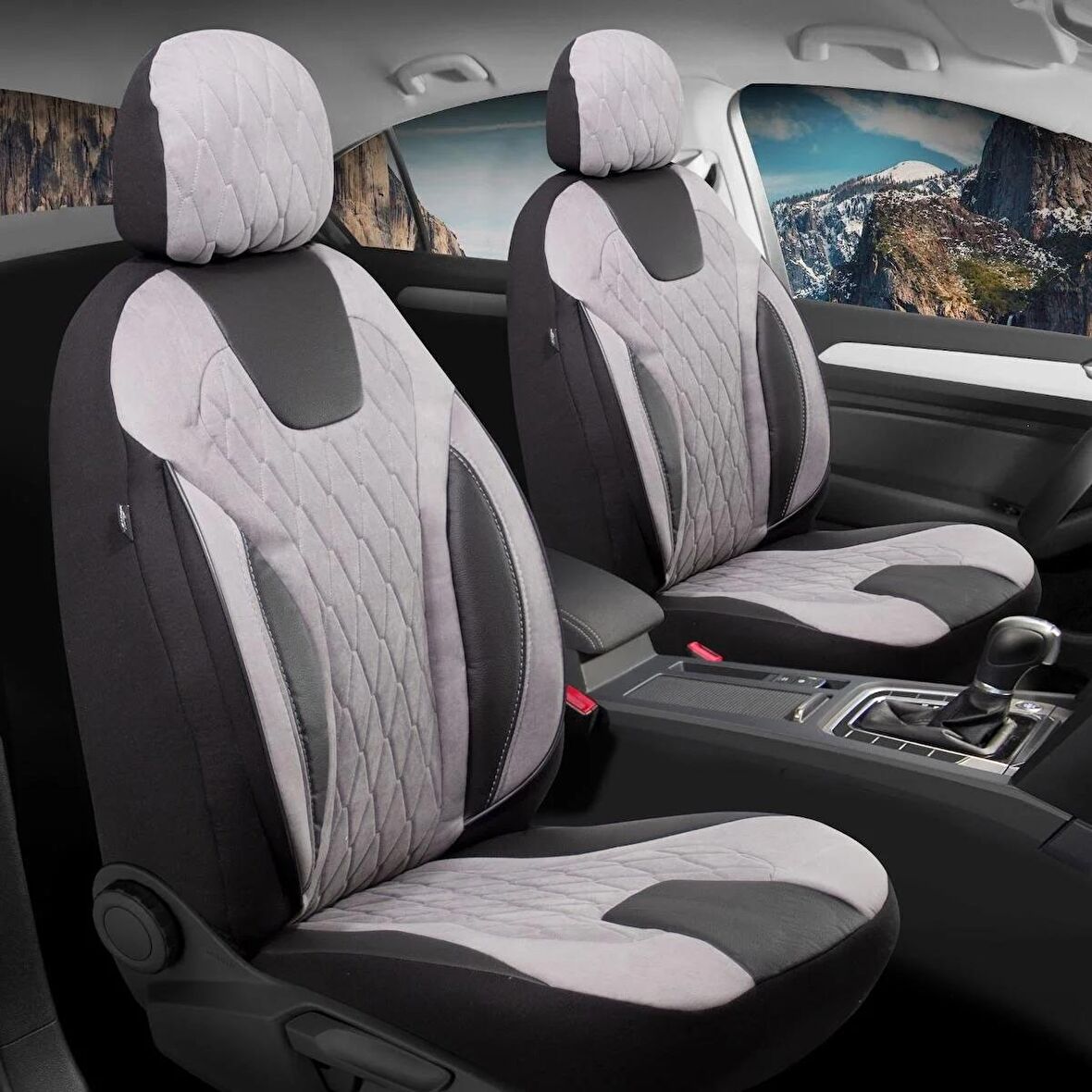 Opel Frontera Uyumlu Süet Oto Koltuk Kılıfı Ön Arka Set Gri Siena Model FS