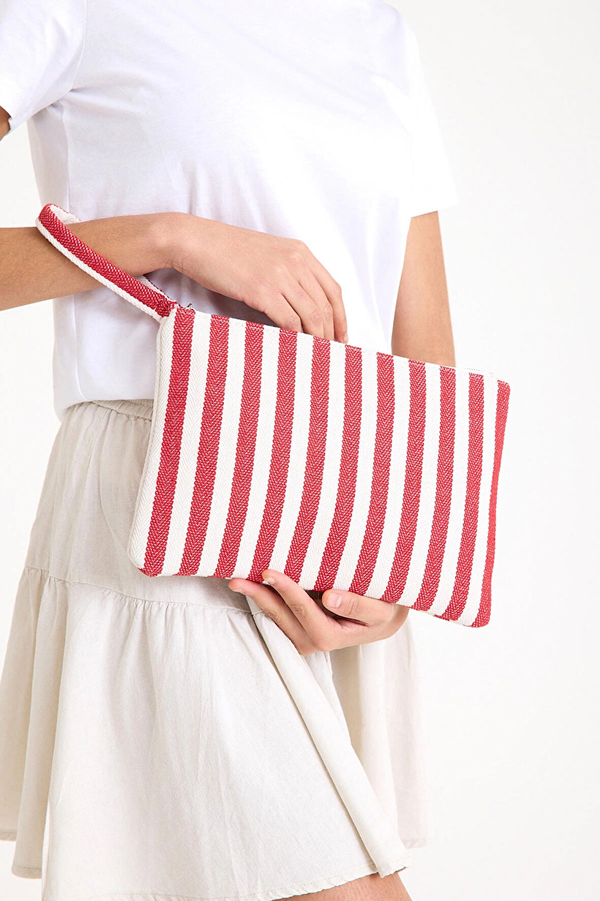 Premium Kadın Pamuk Dokuma Astarlı Renkli Clutch Portföy El Çantası