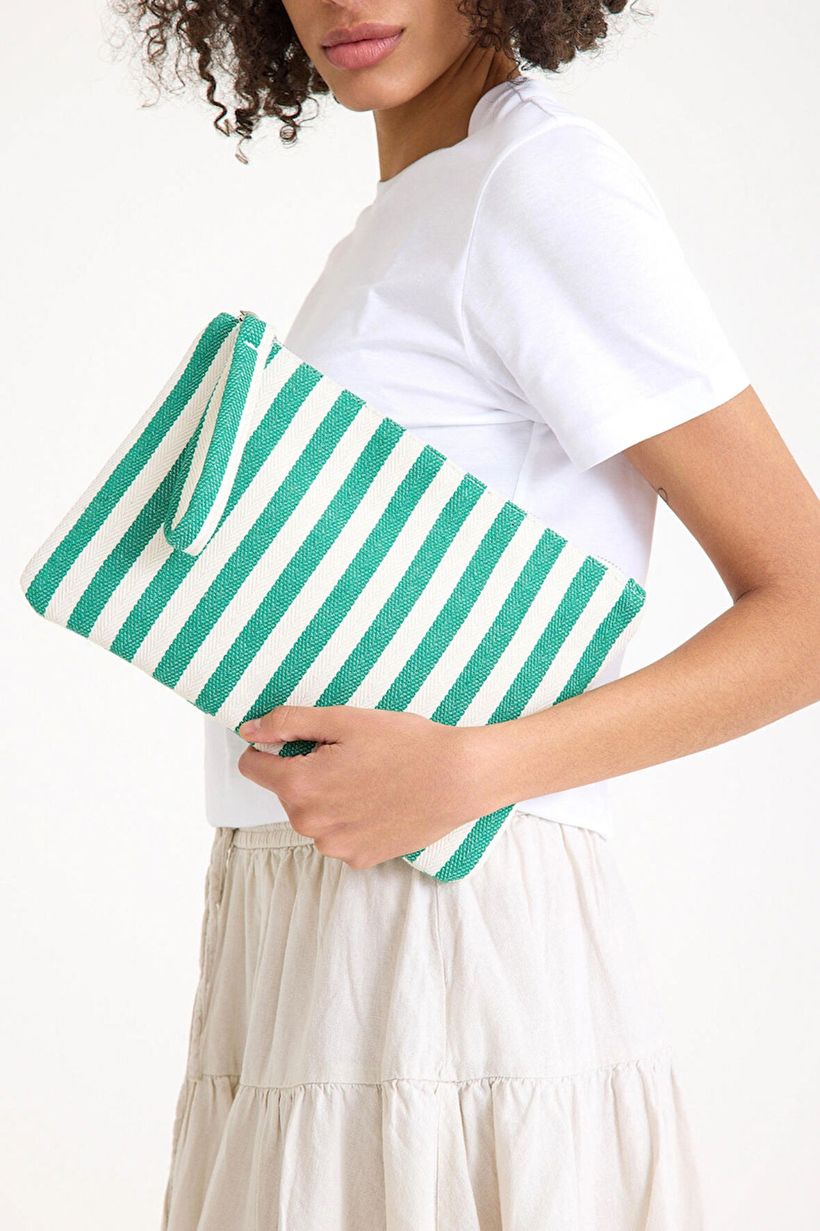 Premium Kadın Pamuk Dokuma Astarlı Renkli Clutch Portföy El Çantası