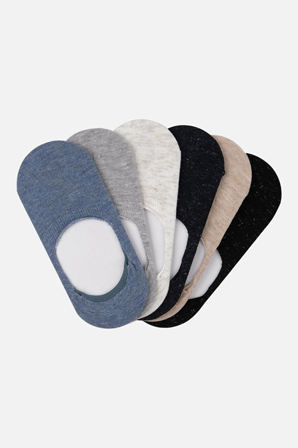 Mısırlı Kadın Pamuklu 6 Çift Çok Renkli Simli Babet Çorap