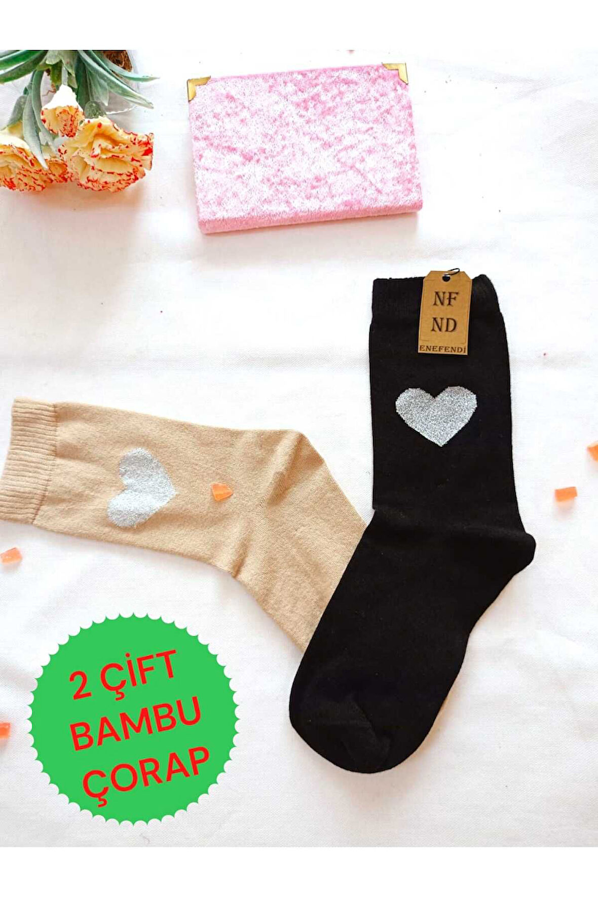 2 ÇİFT DİKİŞSİZ SOKET BAMBU SİMLİ KALPLİ ÇORABI YUMUŞAK KADIN KAHVERENGİ SİYAH ÇORAP 36-40