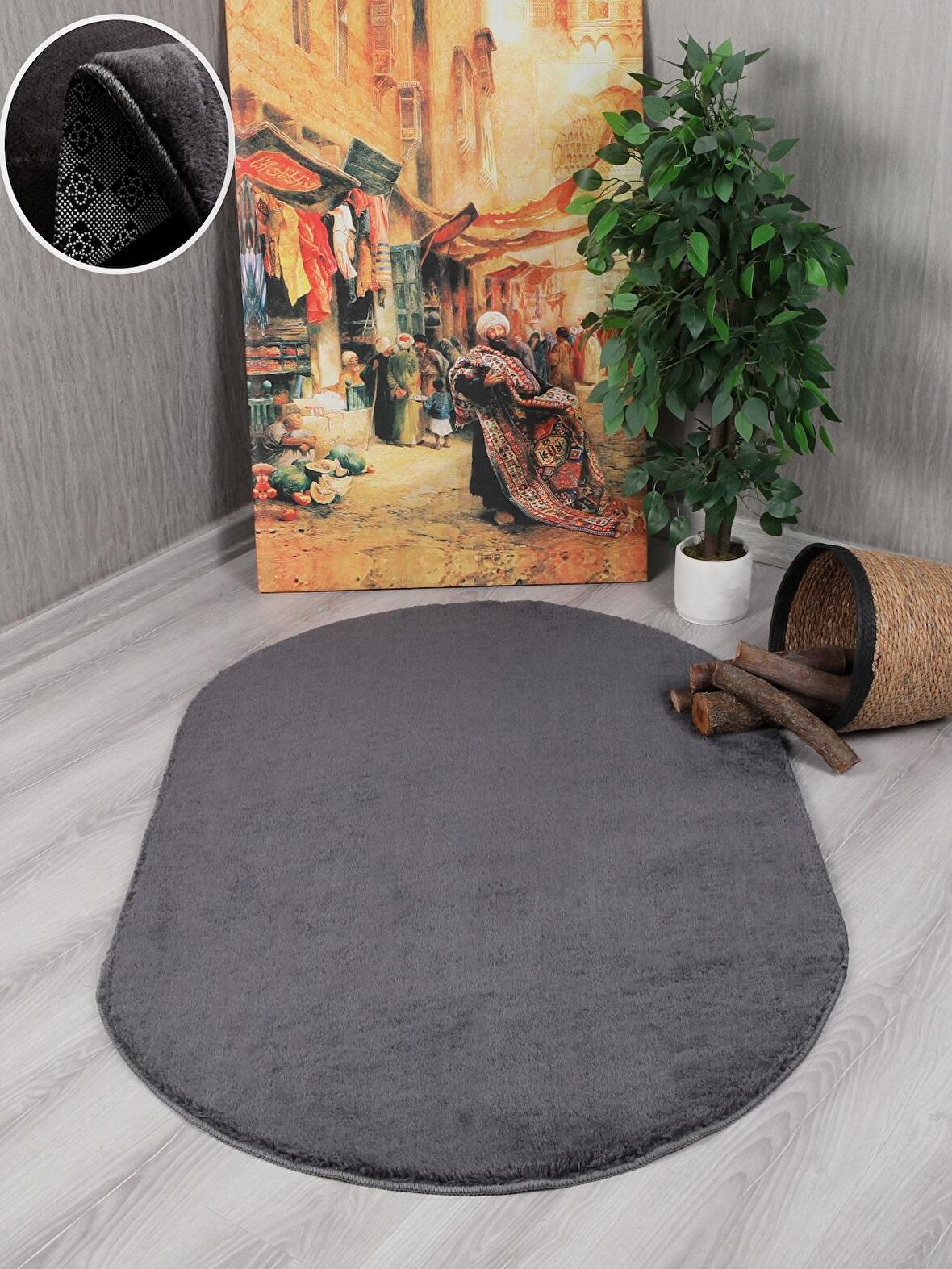 My Evilla Modern Dekoratif Kaymaz Taban Simirna Oval Halı Yolluk