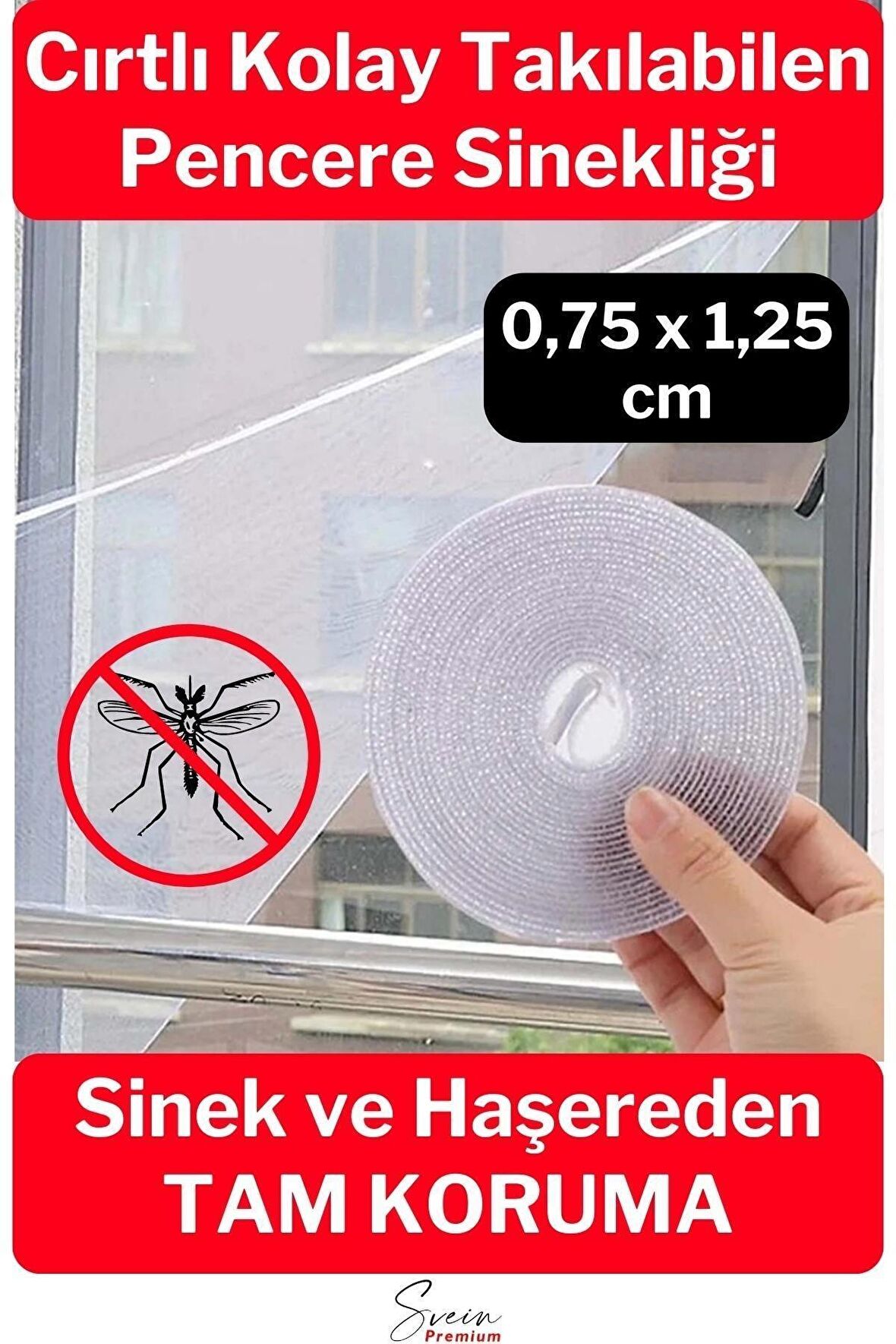 Ayarlanabilir Pratik Pencere Cam Kapı Sineklik Cırt Bantlı Hazır Yapışkanlı 0,75 cmx1,25 cm - 4 mt