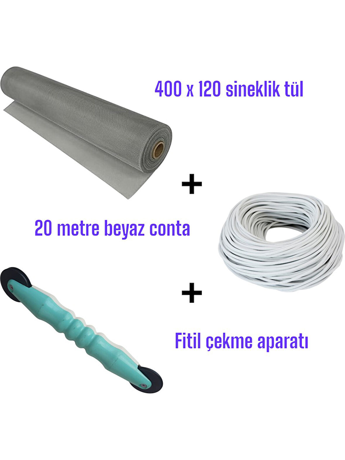 Netpen 20 mt Beyaz Sineklik Contası + Fitil Çekme Aparatı + 400X120 cm Sineklik Tülü – Tam Set