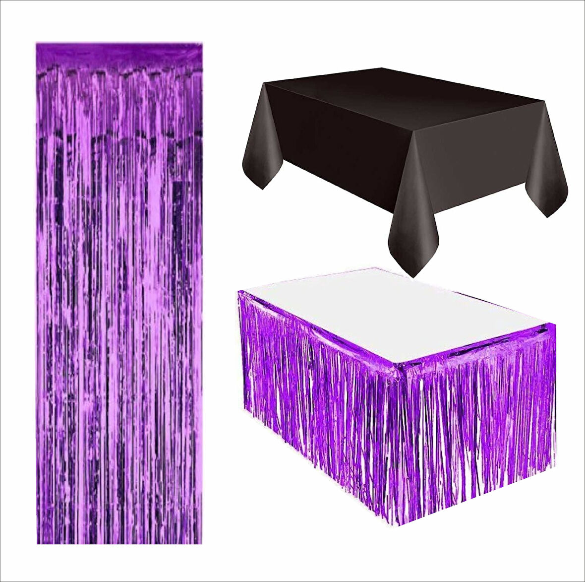 Siyah Masa Örtüsü, Mor Masa Eteği, Mor Arka Fon