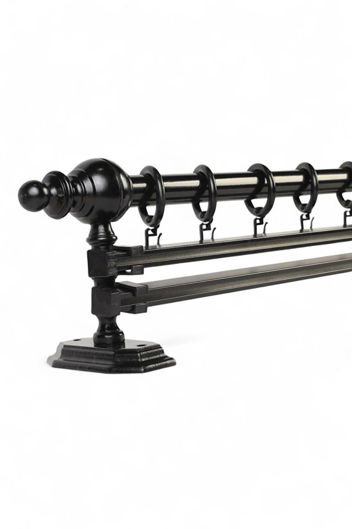 Ahşap Rustik Perde Askısı - Çift Raylı