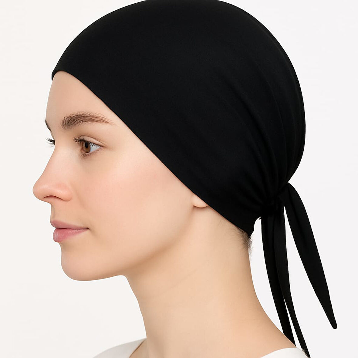 DİKİŞSİZ BONE DÜZ FIRFIRSIZ İÇ BONE TESETTÜR HİJAB SİYAH ÖNÜ DİKİŞSİZ PAMUKLU