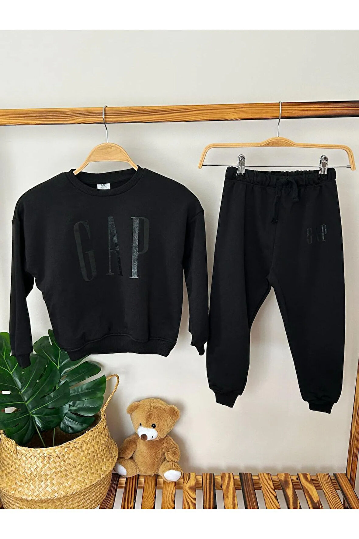 Siyah Baskılı Çocuk Eşofman Takımı Unisex