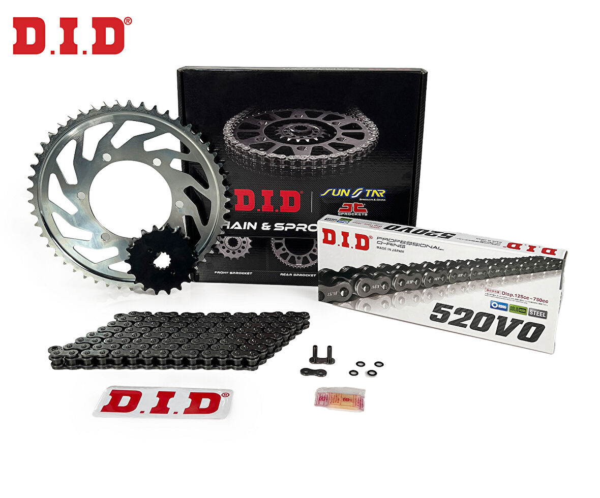 ZİNCİR DİŞLİ SETİ KAWASAKI KLX S (250 cc)  (2009-2016) / KAWASAKI / KLX S / 250cc / ZİNCİR: DID-520 ORING-106 / ÖN DİŞLİ: SUNSTAR (14T) / ARKA DİŞLİ: JT (42T) / 2009-2010-2011-2012-2013-2014-2015-2016