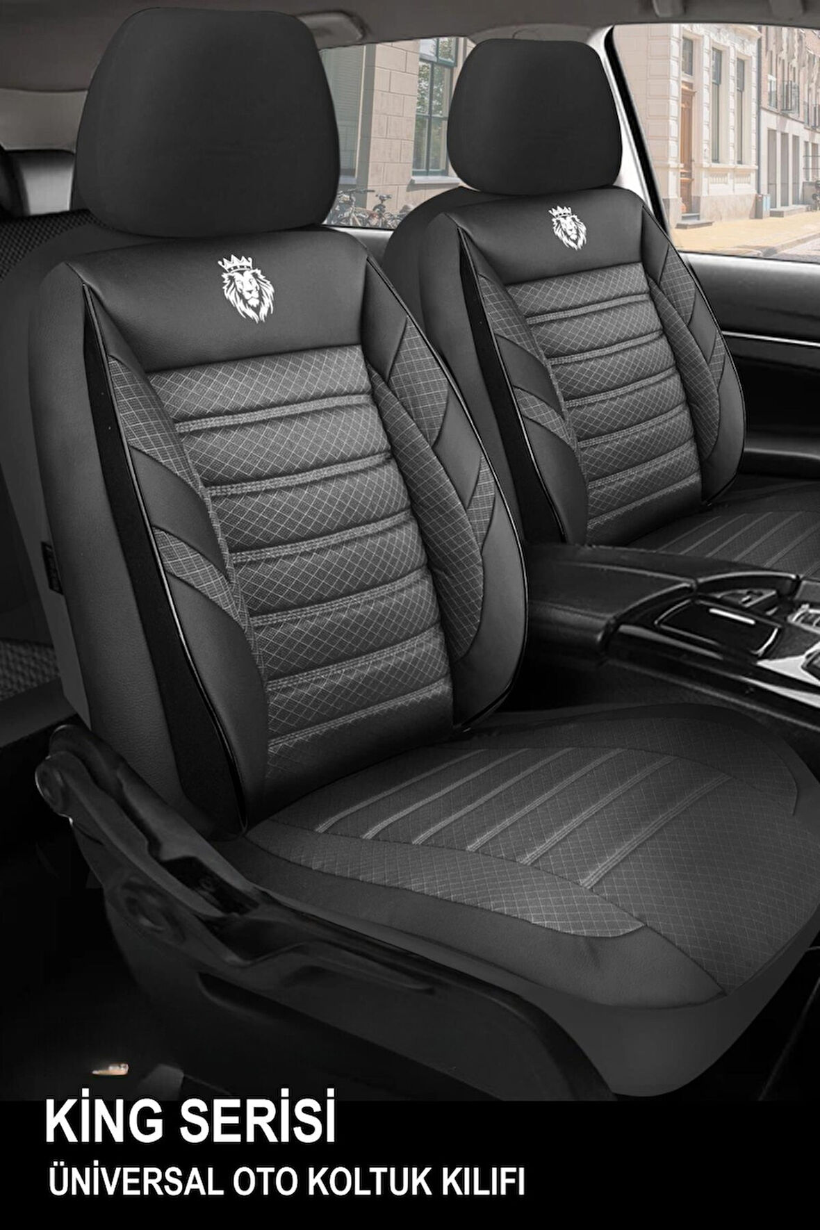 Proton 418  Uyumlu 5 KOLTUK TAM SET KRAL SERİSİ JAKAR OTO KOLTUK KILIFI SİYAH