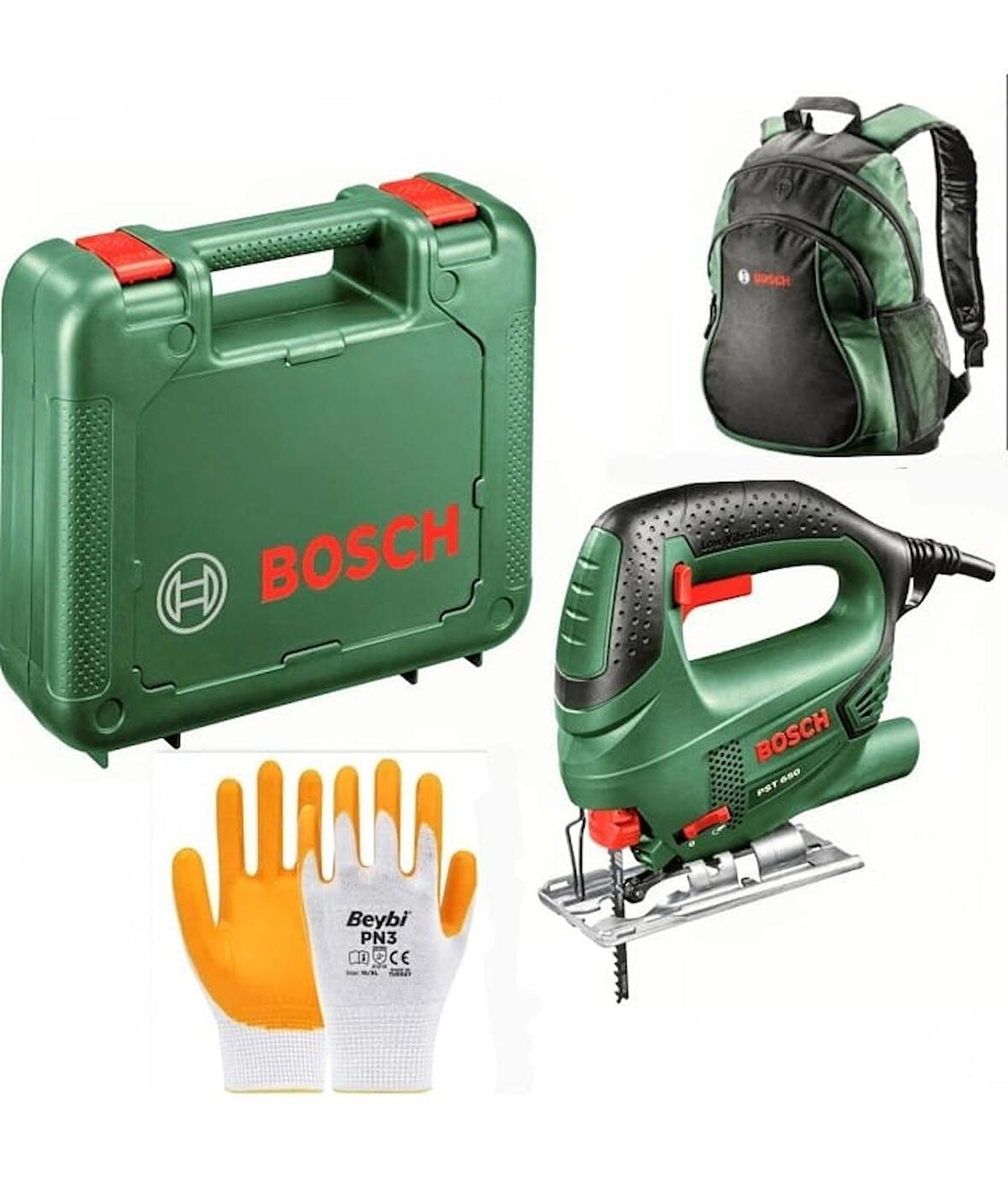 Bosch PST 650 Elektrikli 500 W Dekupaj Testere + Sırt Çantası + Eldiven