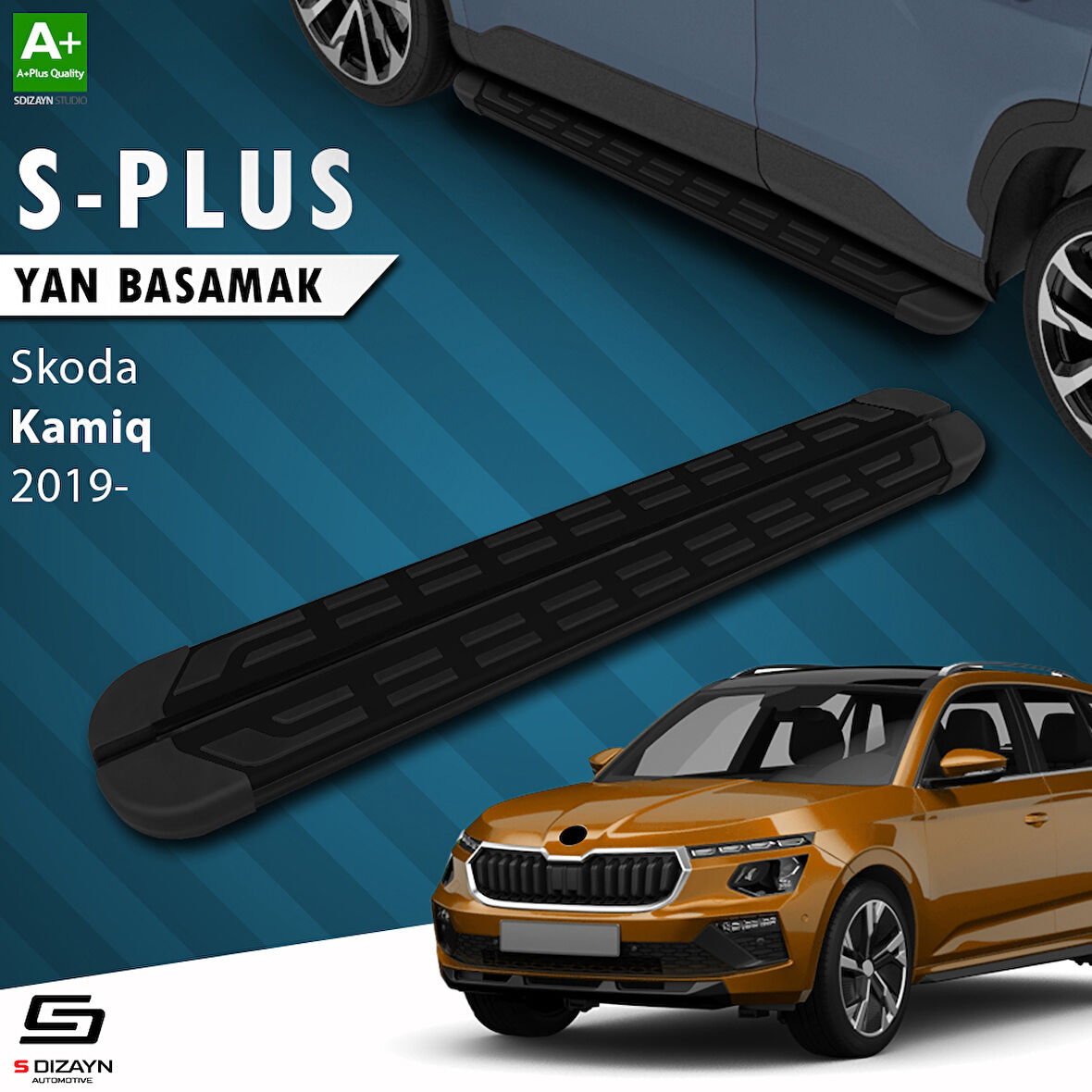 S-Dizayn Skoda Kamiq S-Plus Siyah Yan Basamak 183 Cm 2019 Üzeri A+ Kalite