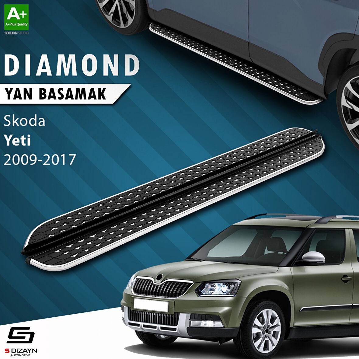 S-Dizayn Skoda Yeti Diamond Krom Yan Basamak 173 Cm 2009-2017 A+ Kalite