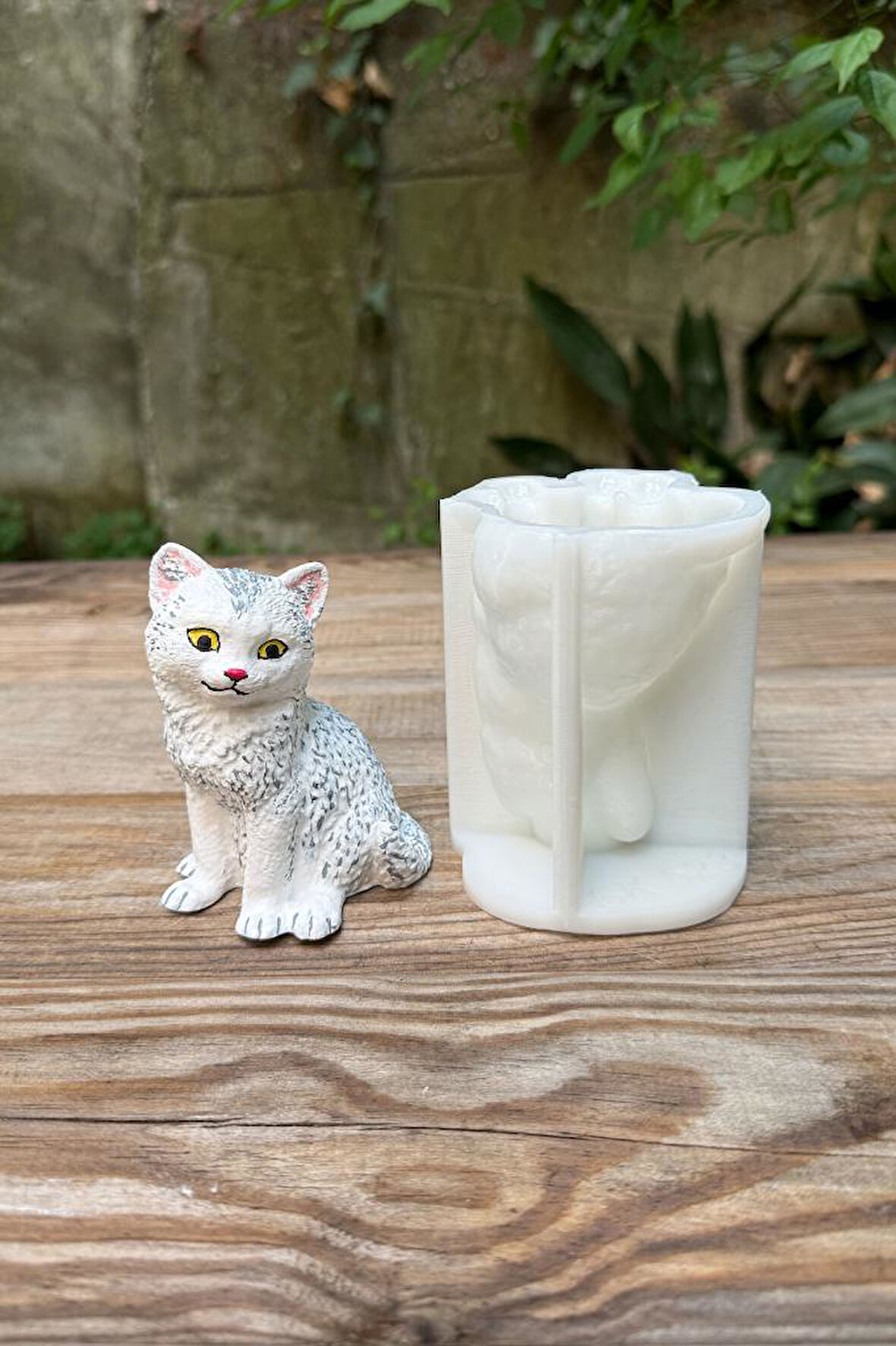 Kedi Pamuk Tekli Silikon Mum Kalıbı