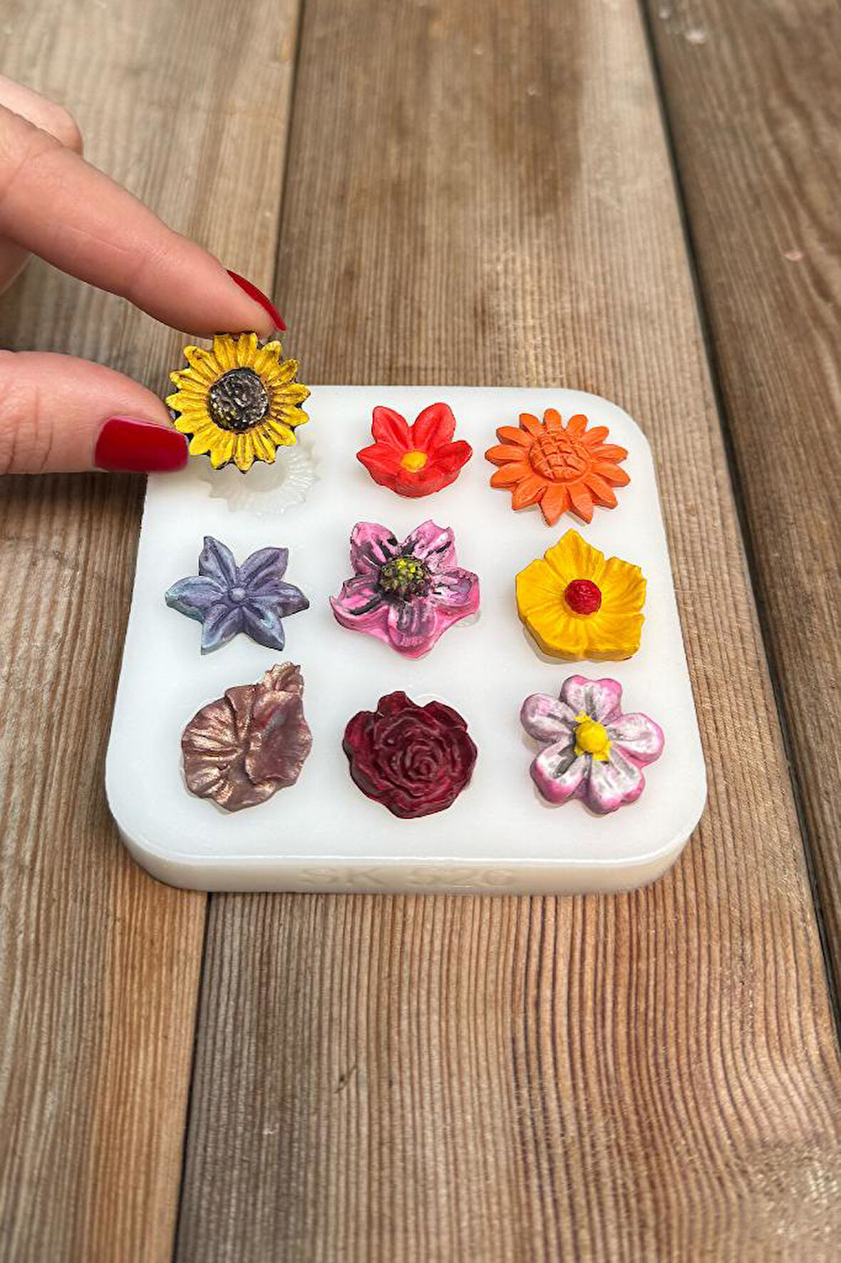 Çiçek Süsleme Set 2 Dokuzlu Silikon Mum Kalıbı