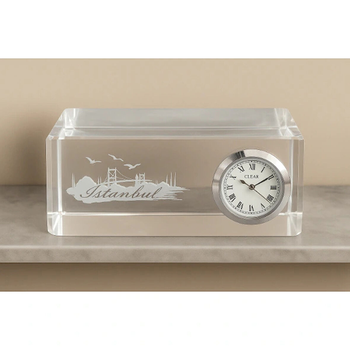 İstanbul Tasarımlı Kristal Saatli Biblo