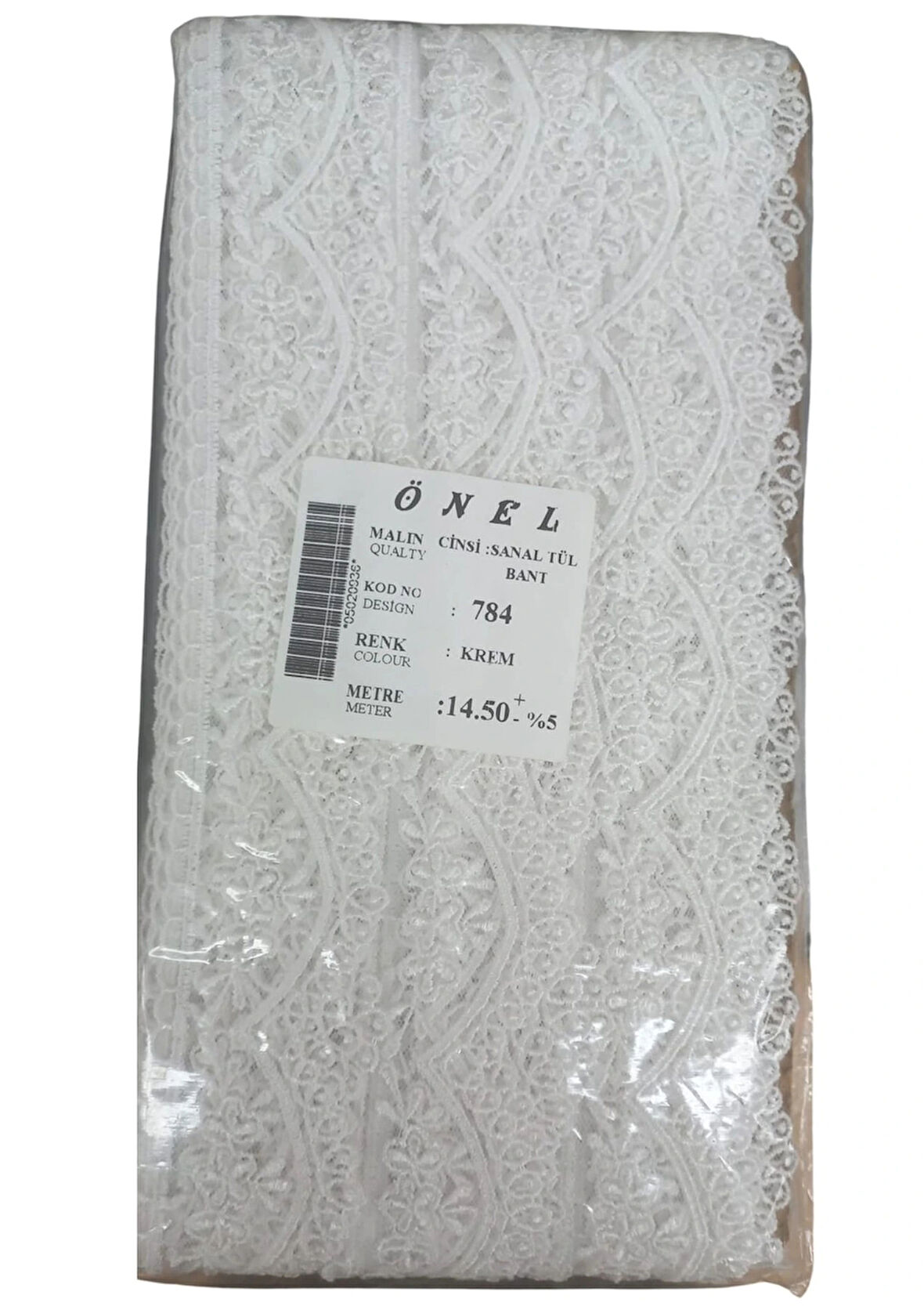 Dantel Polyester Sanal Tül Bant Krem 14,50 Metre En 3 Cm On-784-kr