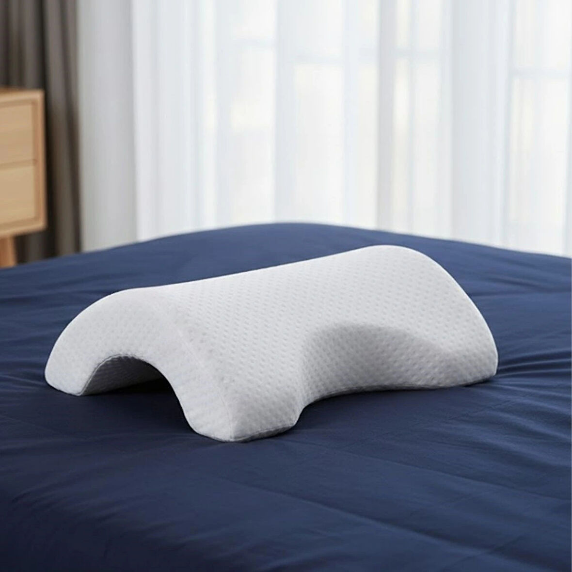 Leyloş % 100 Visco Kavisli Ortopedik Yıkanabilir Kumaş Kılıflı Bel Boyun Bacak Ağrıları İçin Yastık