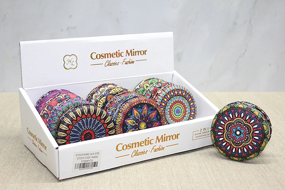 Taşlı Yuvarlak El Aynası Kalın Model 3