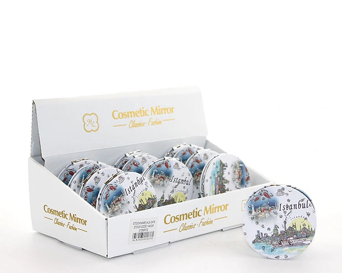 Taşlı İstanbul Tasarımı El Aynası İnce Model 12