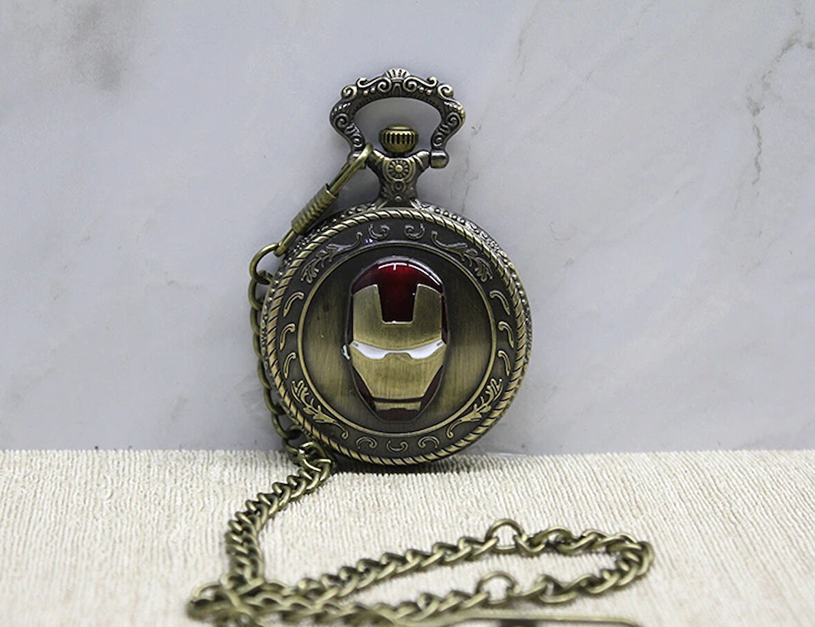 Iron Man Tasarımlı Köstekli Saat