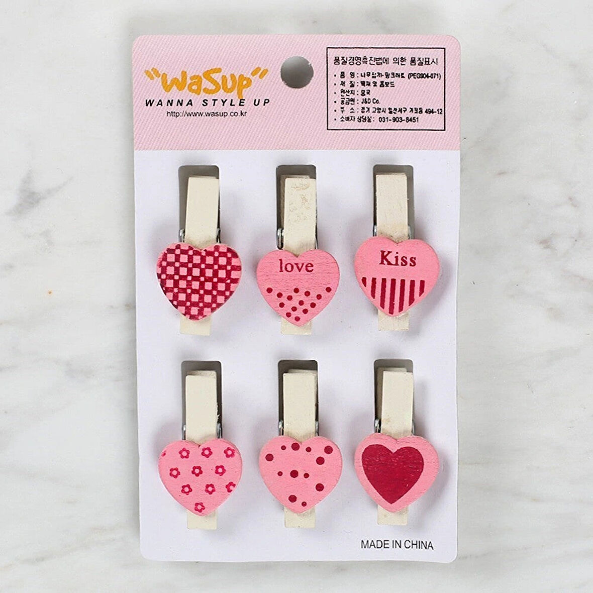 Leyloş Dekoratif Pembe Kalp Desenli Mandal 6'lı