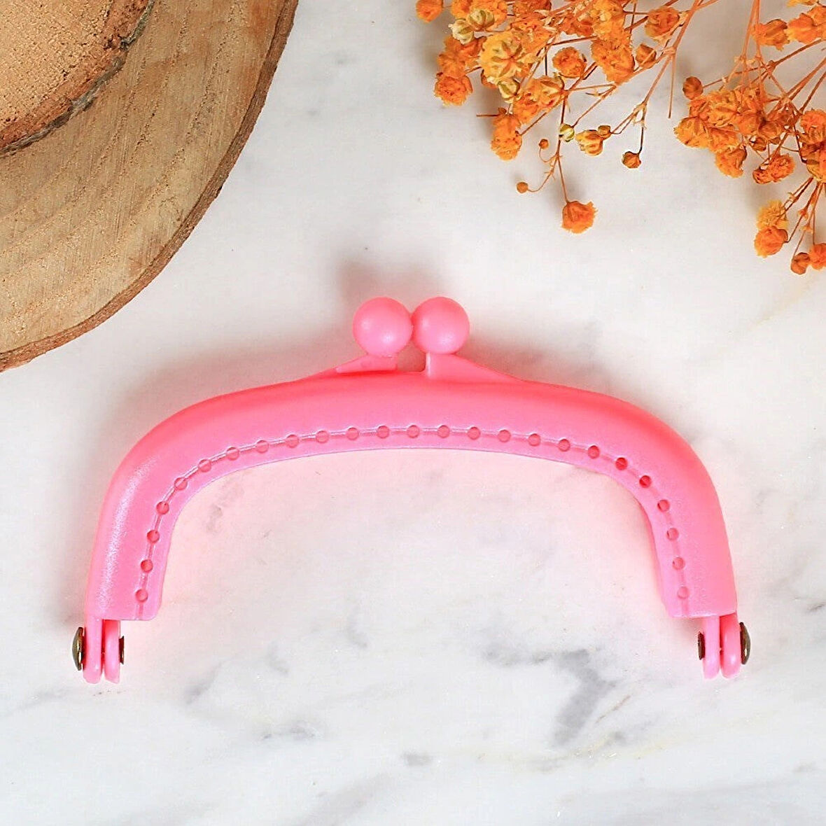 Leyloş Plastik Cüzdan Klipsi-pembe