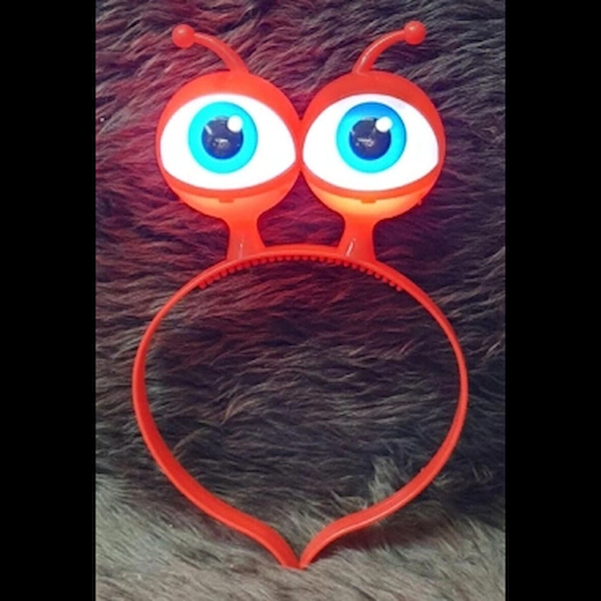Led Işıklı &amp; Pilli Uzaylı Göz Parti Tacı Kırmızı Renk