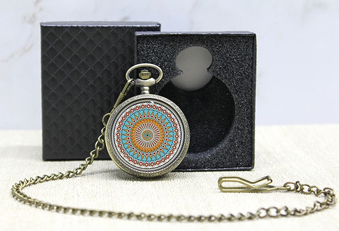 Özel Kutulu Mandala Deseni Köstekli Saat