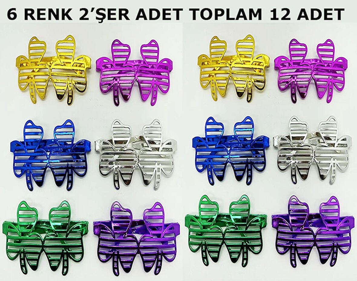 Vegas Casino Temalı Parti Gözlüğü 6 Renk 12 Adet