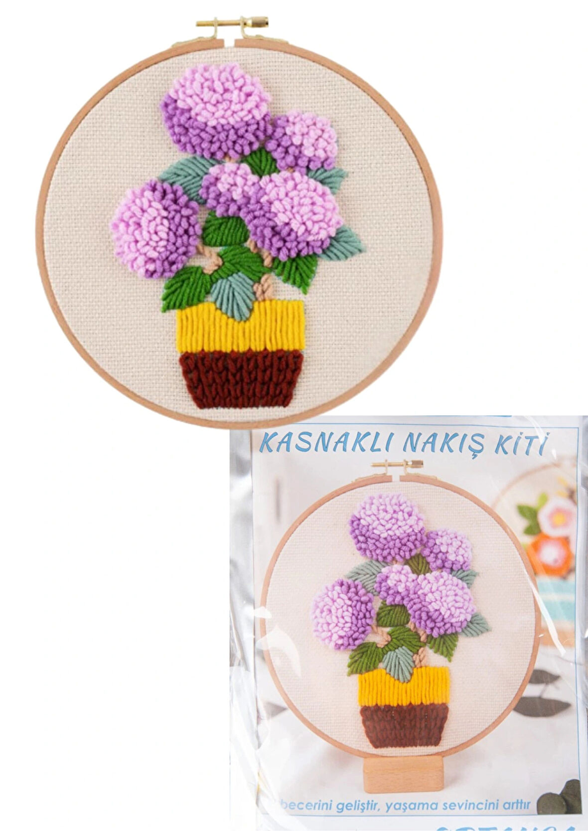 Nakış Kitleri Kasnaklı 13.5 X 18.8 Cm Ortanca