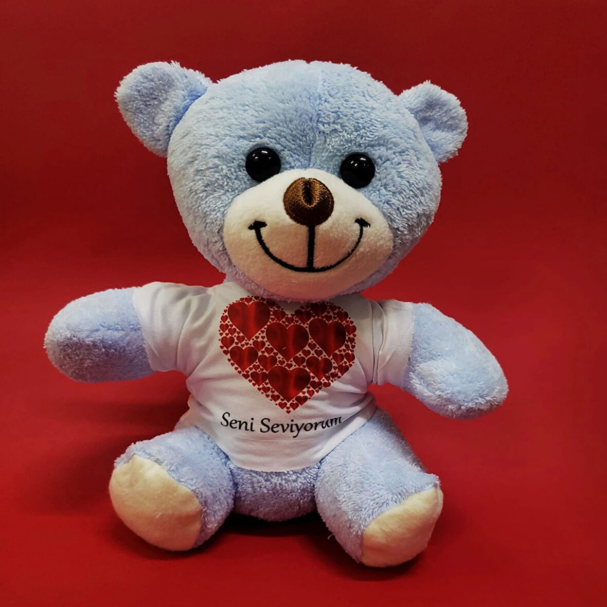 Kalpli Seni Seviyorum Yazılı Tişörtlü Peluş Ayıcık