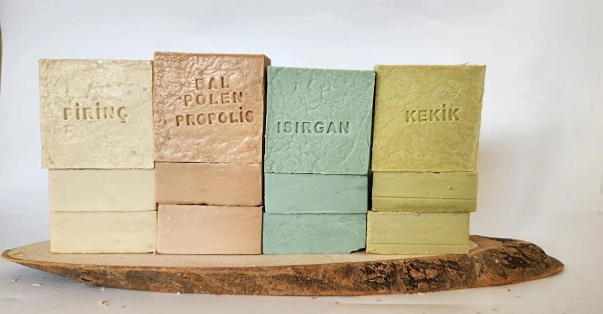 Doğal Üretim Sabunu Karışık (pirinç-bal Polen Propolis- Isırgan-kekik) 12'li Set
