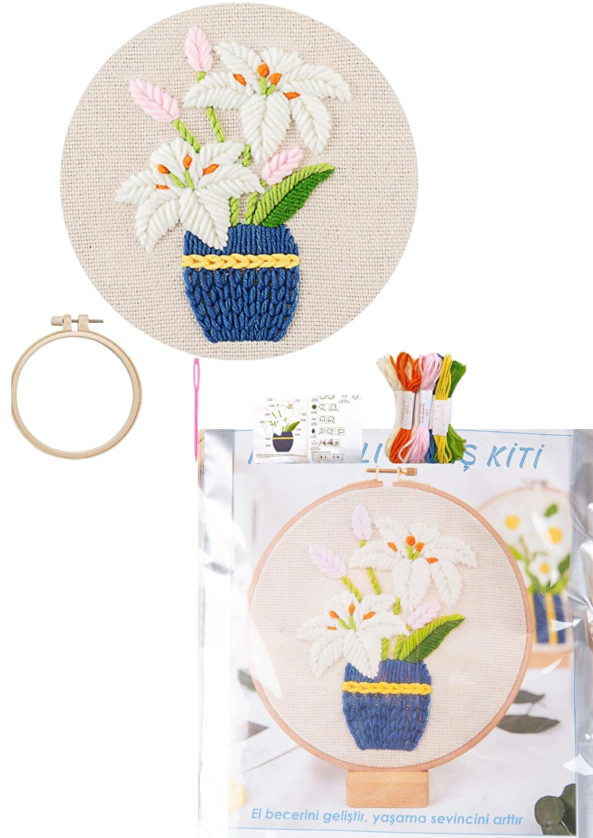 Nakış Kitleri Kasnaklı 13.5 X 18.8 Cm Zambak