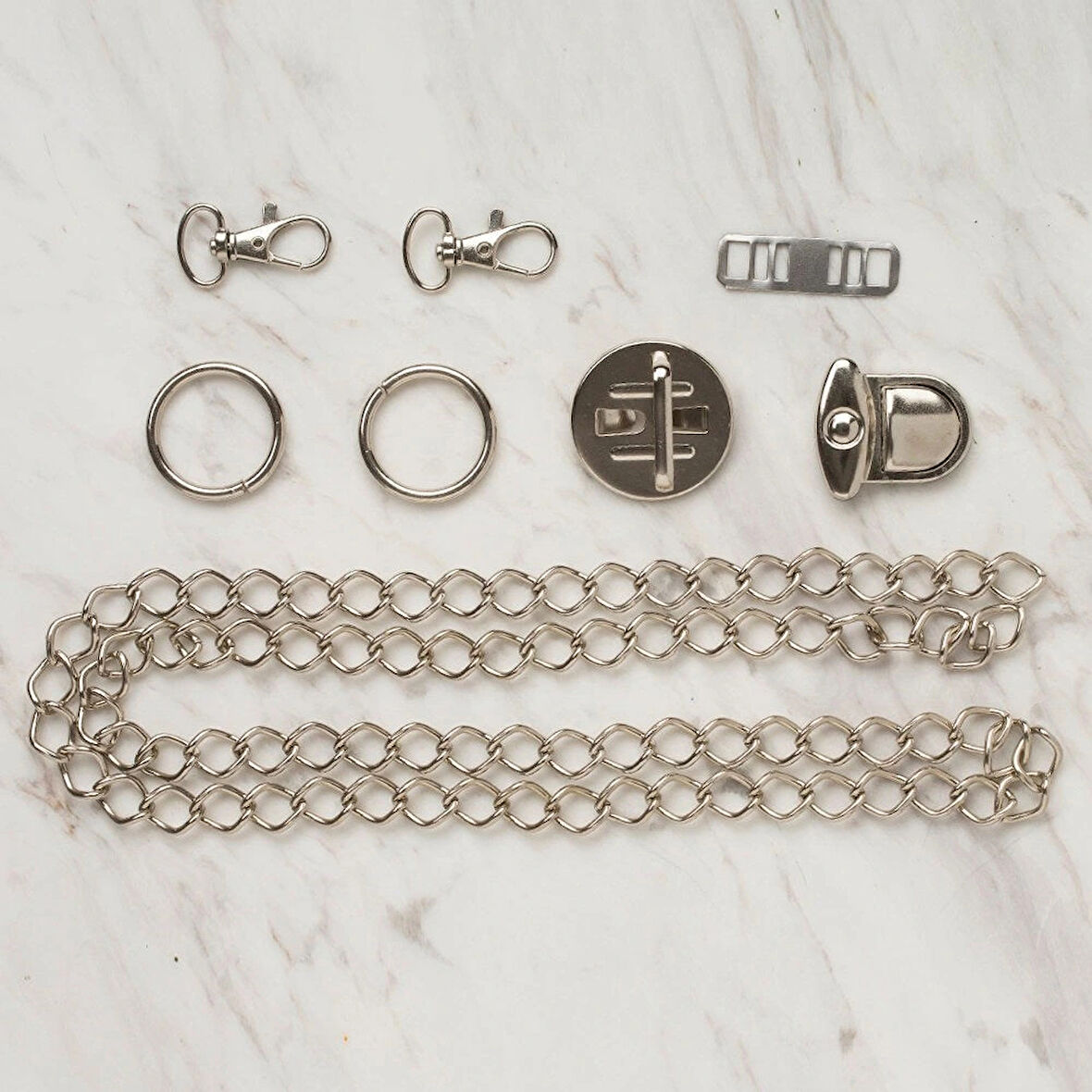 Leyloş Çanta Aksesuar Seti Gümüş