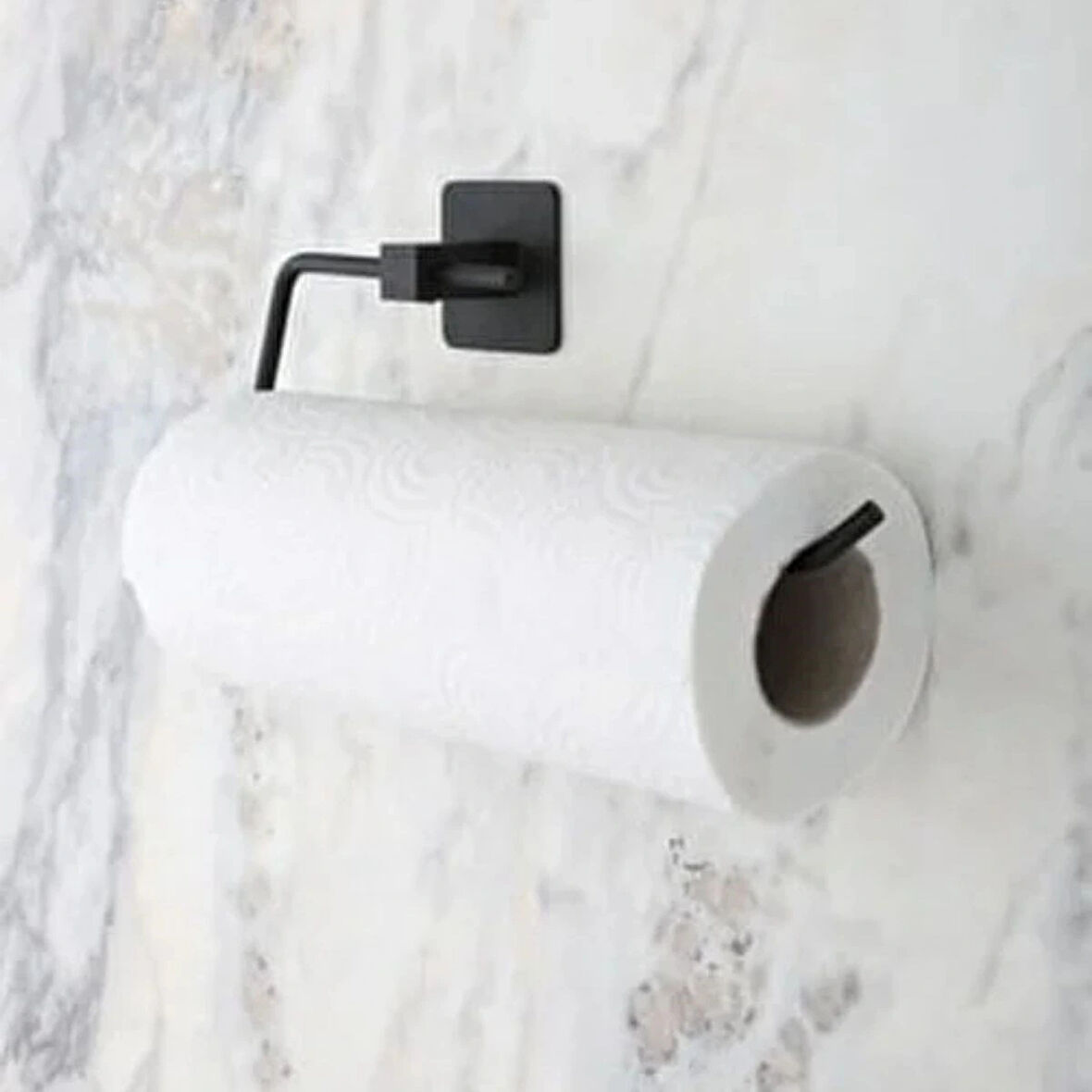 Leyloş Kendiliğinden Yapışkanlı Siyah Paslanmaz Metal Rulo Havluluk Aparat