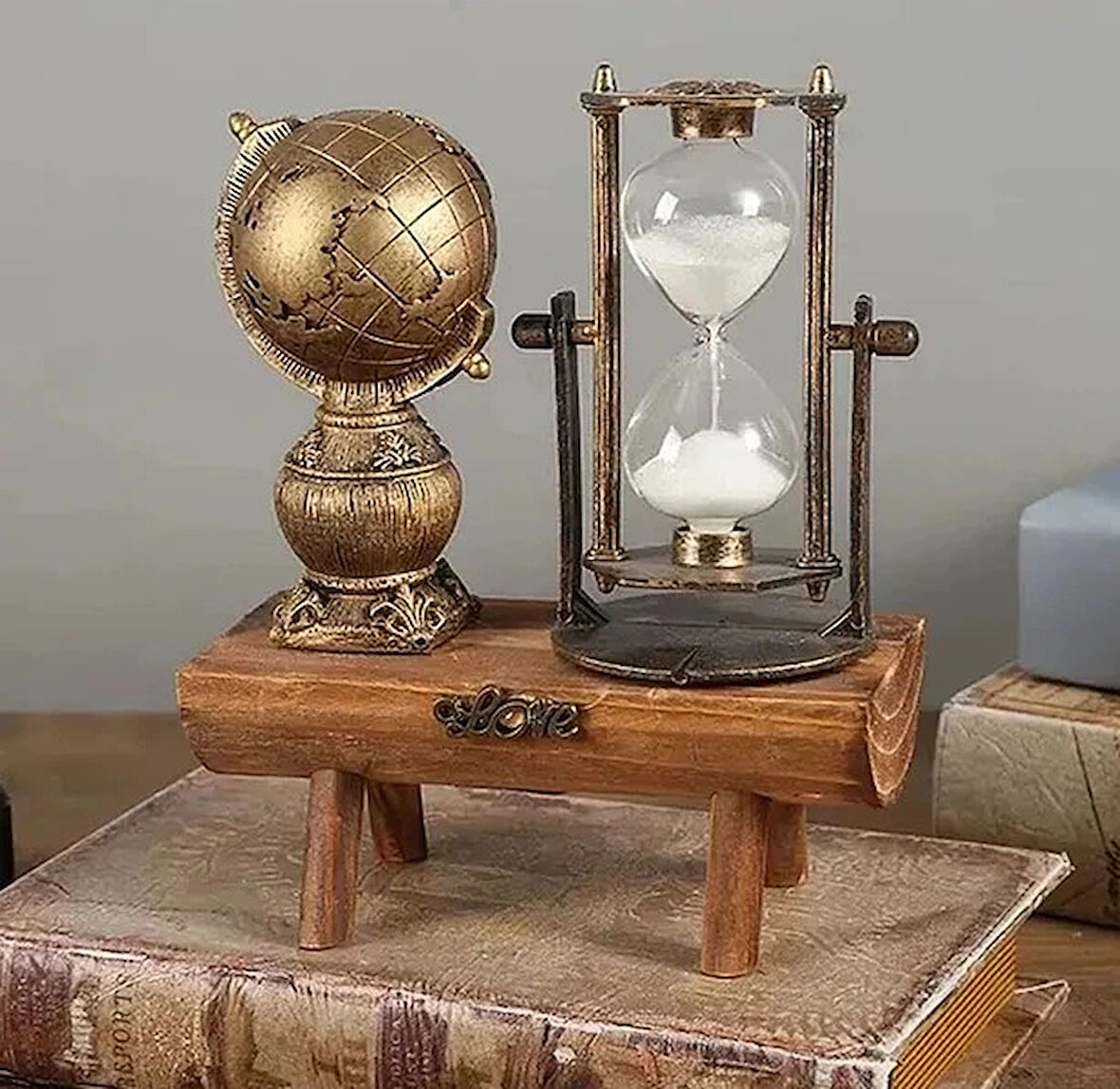 Dekoratif Dünya Biblolu Kum Saati
