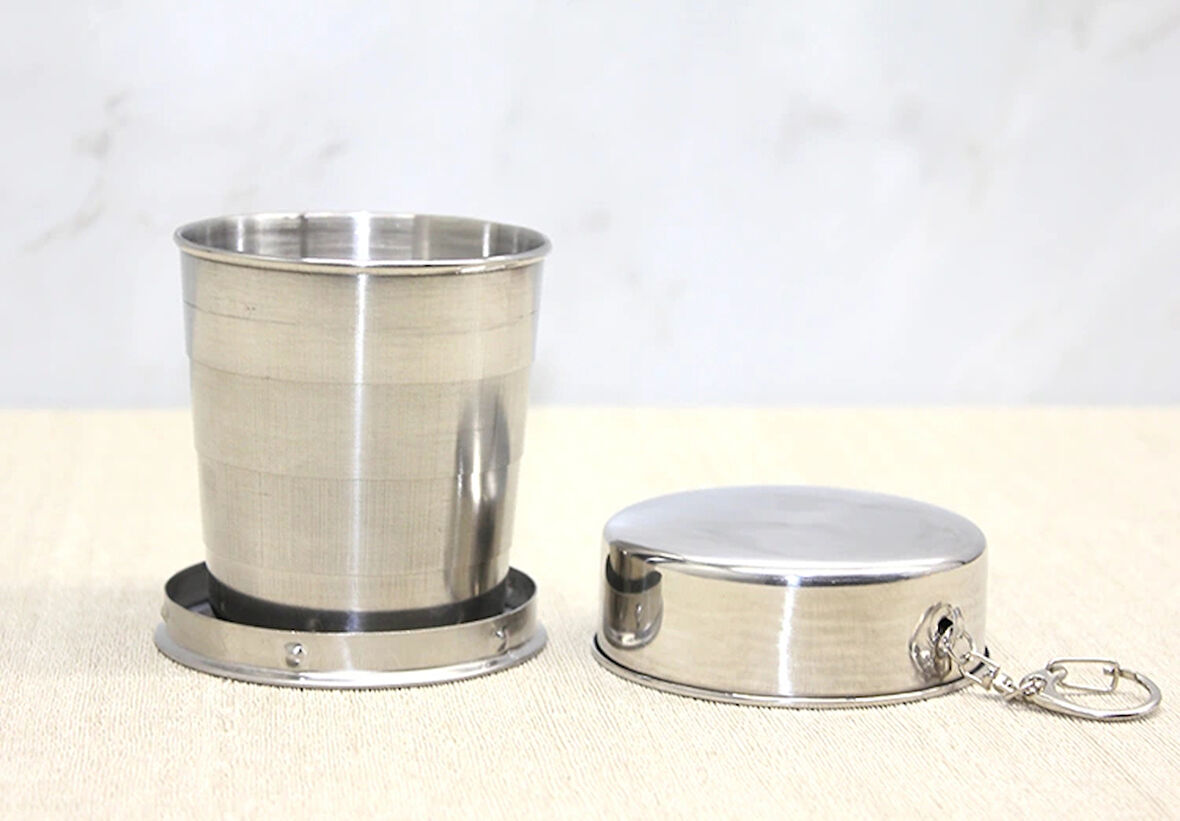 Katlanabilir Tekli Paslanmaz Çelik Shot Bardak 8 Cm