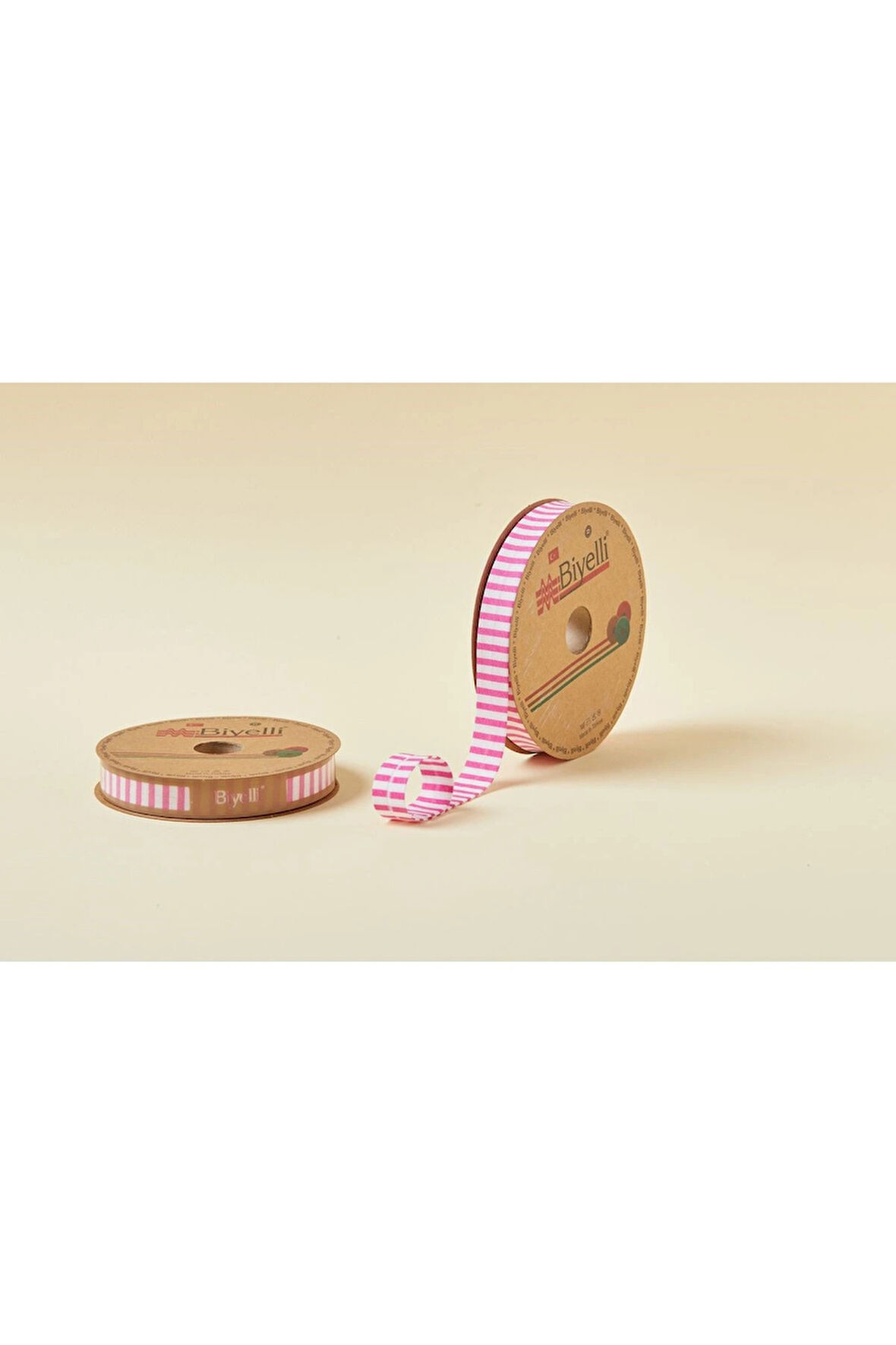 Leyloş Kalın Çizgili Katlı F02 Pembe 2 Cm 25 Metre %65 Koton %35 Polyester