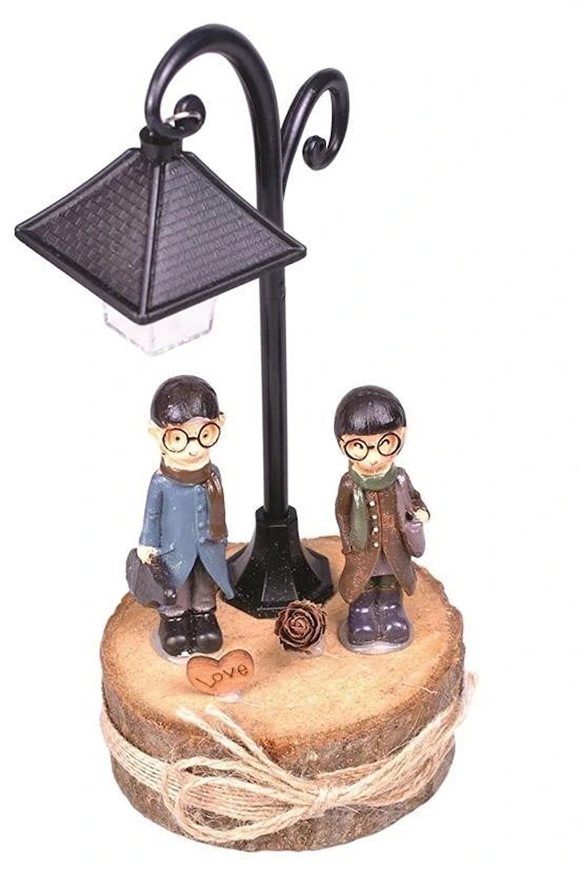 Leyloş Hediyelik Işıklı Ahşap Biblo Romantik Hediye Biblo Süs Eşyası