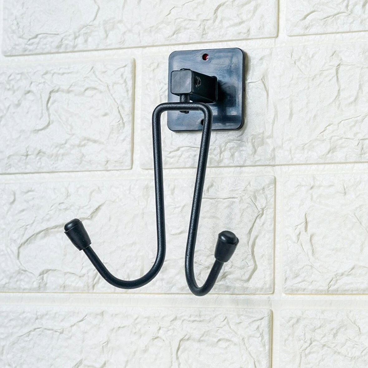 Leyloş Kendiliğinden Yapışkanlı Siyah Paslanmaz Metal Bornoz Ve Havlu Askılığı