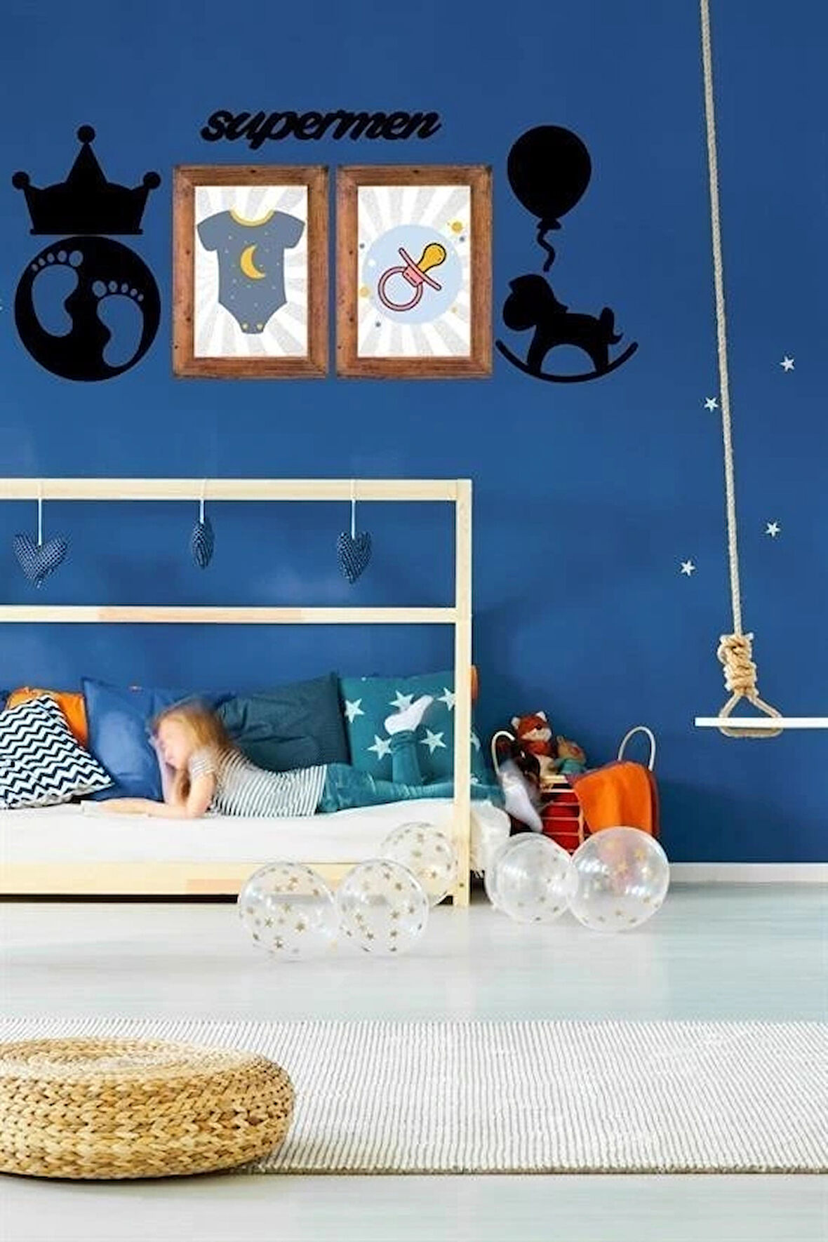 Leyloş Deco103 Supermen Dekoratif Duvar Süsü Tablo Aksesuar Ahşap Tasarım Hediye Pano Sticker Seti