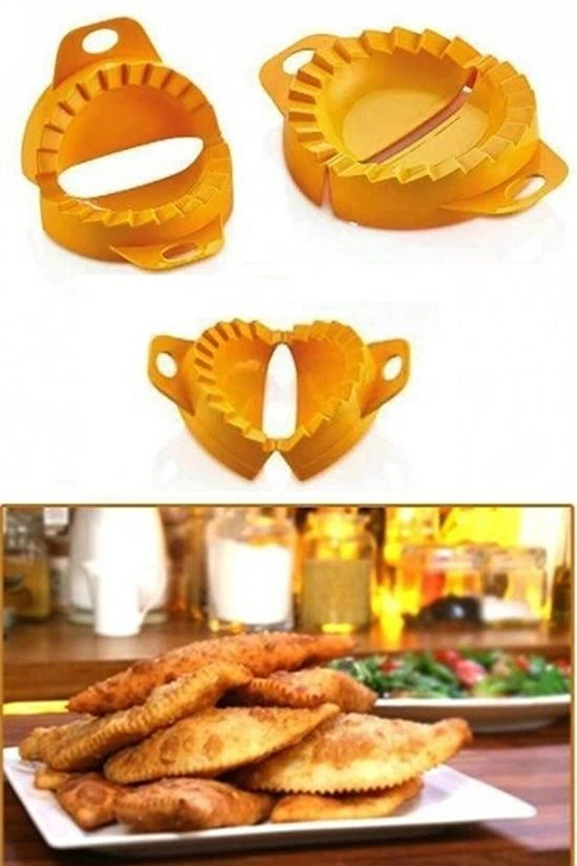 Leyloş 3lü Çiğ Börek Kurabiye Hamur İşi Ravioli Kesme Kalıbı Aparatı