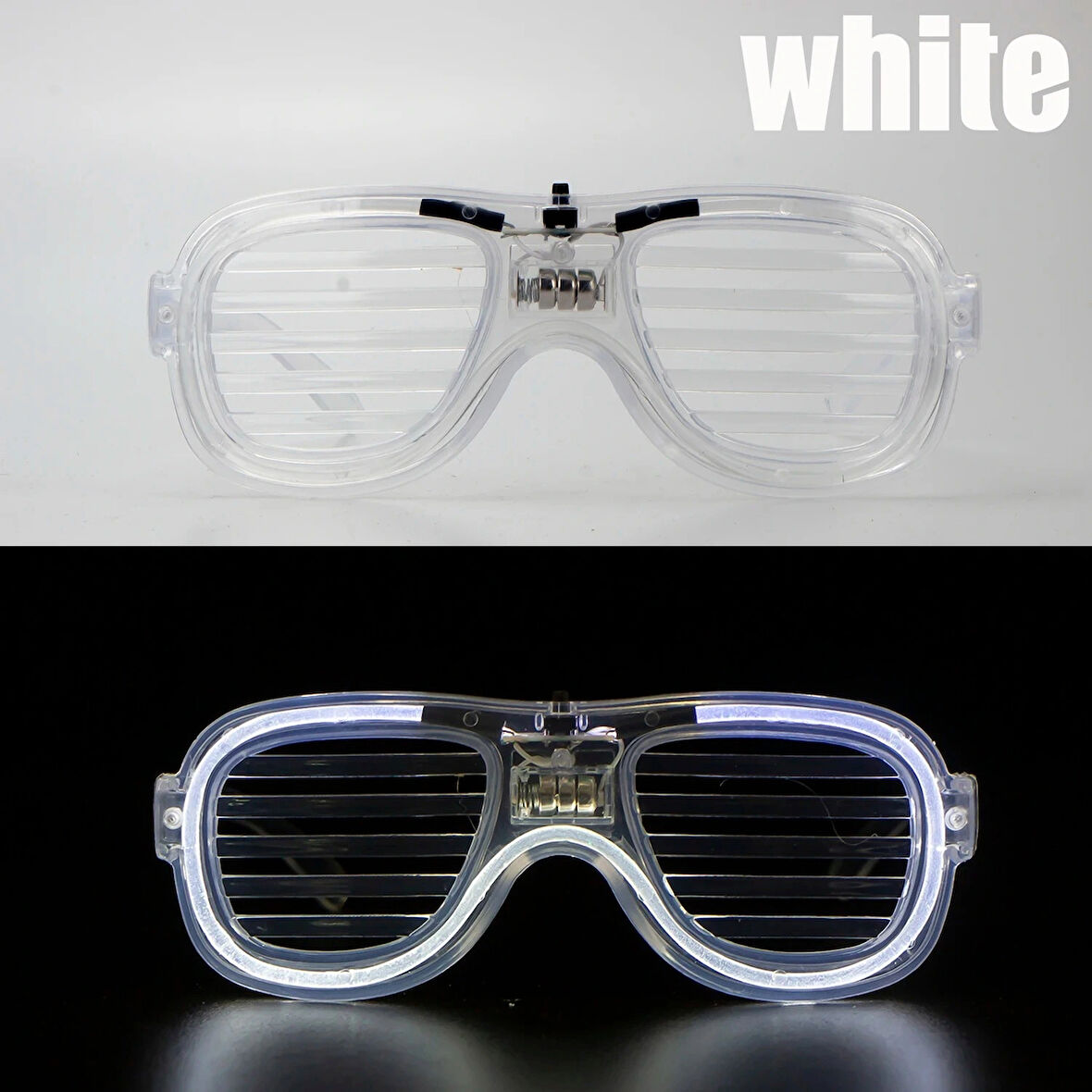 Beyaz Led Işıklı Parti Gözlüğü - Neon 3 Modlu